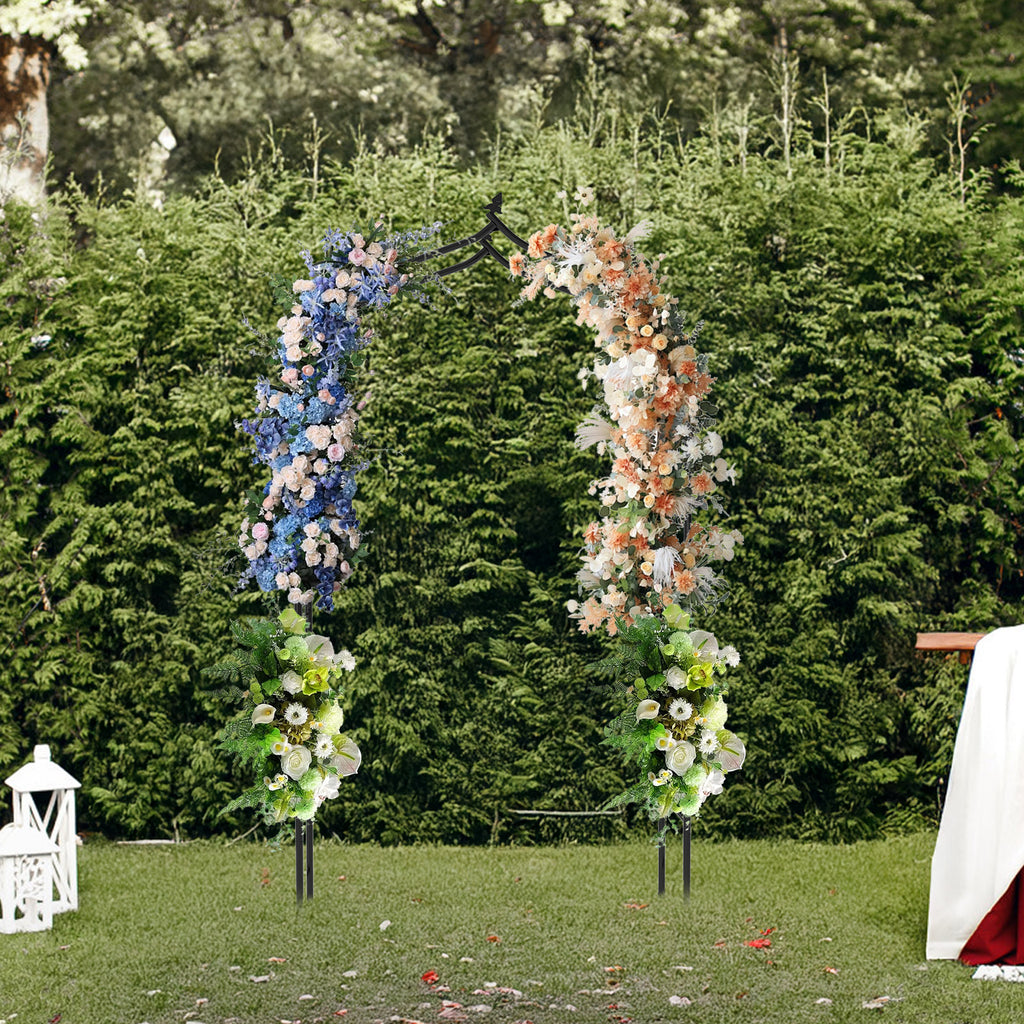 7FT Metal Garden Arch with Ground Stakes - Pointed Gothic Trellis - Durable Backdrop Stand for Party & Wedding Decor