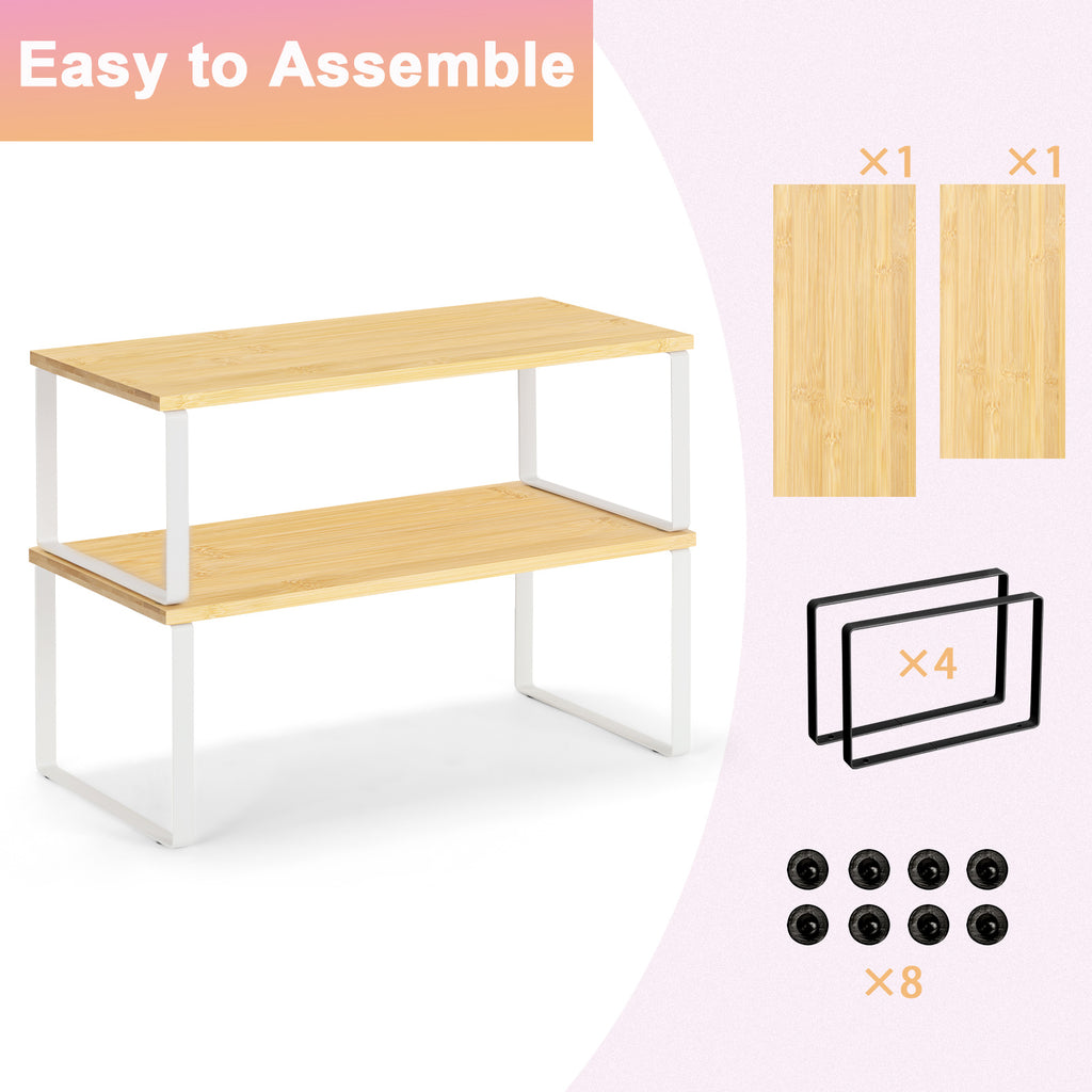 4-Piece Premium Kitchen Cabinet Shelf Risers â€“ Expandable Pantry & Countertop Storage Solution