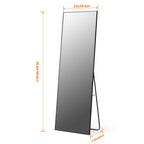 65inch x 23inch Full Length Mirror with Standing Holder, Large Floor Mirror with Metal Frame, Dressing Mirror for Bedroom and Locker Room,