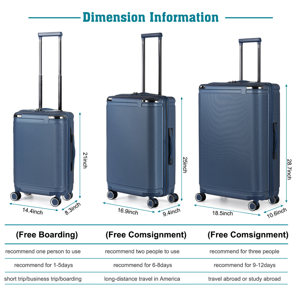 3PCS Luggage Set Suitcase w/TSA Lock Wheel Durable Spinner Hardshell Lightweight