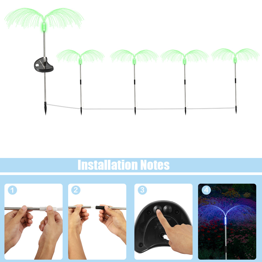 4 Pack Solar Garden Lights Outdoor RGB Solar Pathway Jellyfish Light Xmas Decor