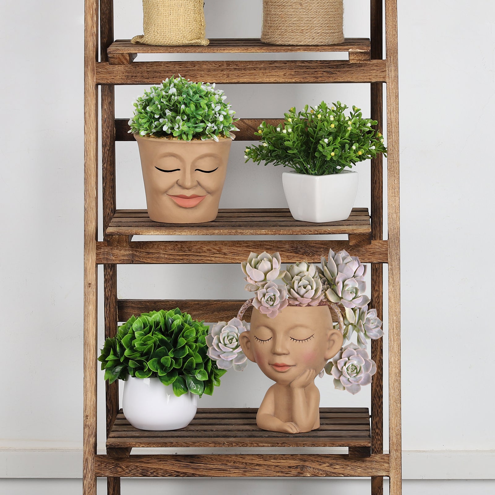 2-Pack Face Planter Pots with Drainage Hole - Cute Lady Head Succulent Pots for Indoor/Outdoor Decor