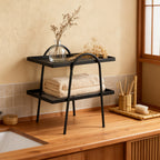 2-Tier Bathroom Countertop Organizer - Elegant Metal Vanity Storage Rack for Makeup, Skincare, and Spices
