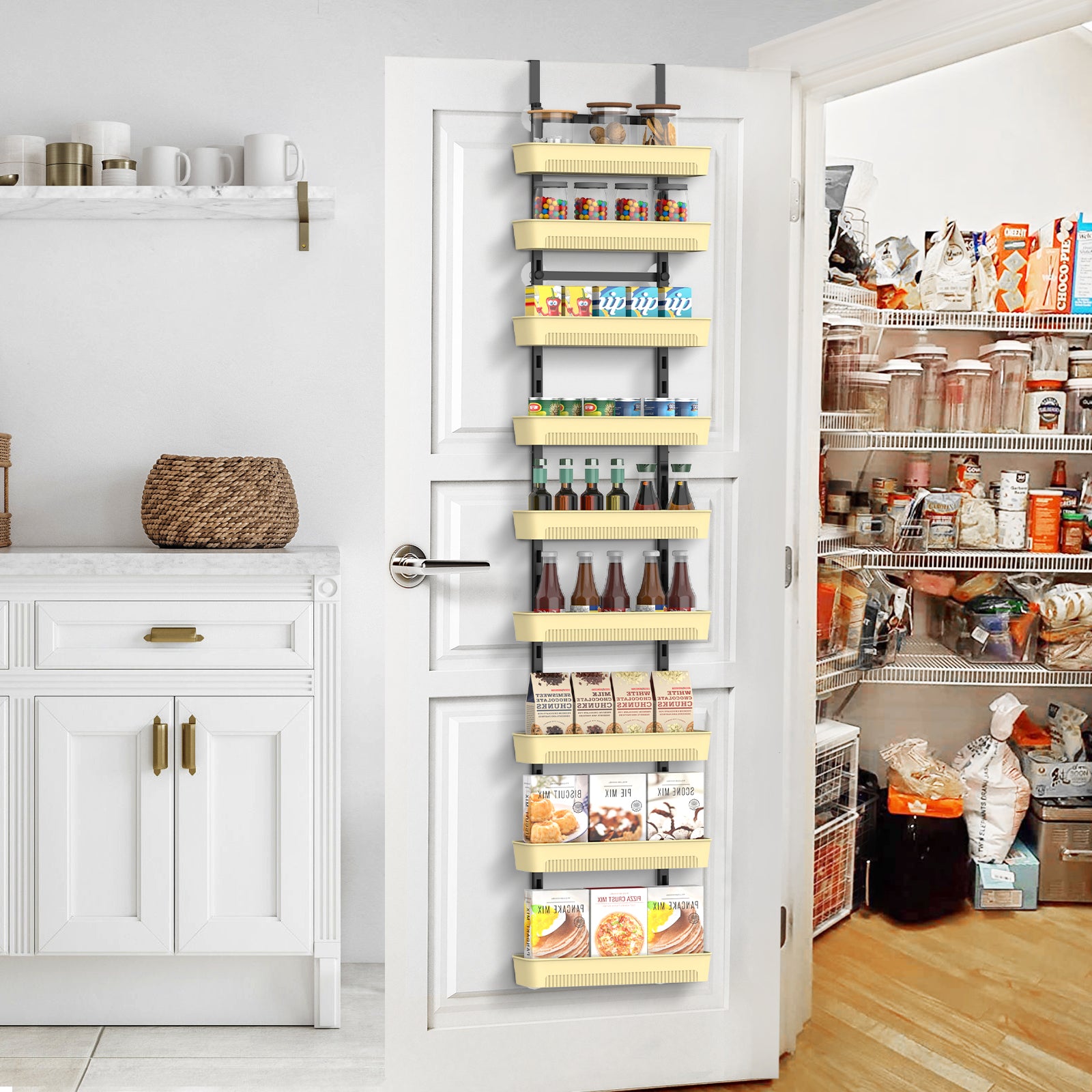 9-Tier Over The Door Pantry Organizer, Extra Large Adjustable Spice Rack Shelves for Kitchen