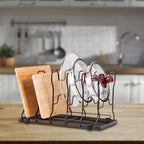 2-Pack Adjustable Pot and Pan Lid Organizer - Kitchen Cabinet Bakeware and Cutting Board Holder, Bronze