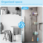 Tension Pole Shower Caddy (4-Tier), Adjustable Bronze Corner Bathroom Storage Rack