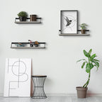 Rustic Wooden Floating Shelves Set of 3 - Wall Mounted Decorative Display Racks for Living Room & Bedroom