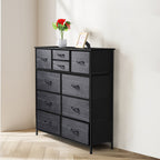 10-Drawer Fabric Storage Dresser - Large Chest of Drawers with Wood Top for Nursery & Entryway
