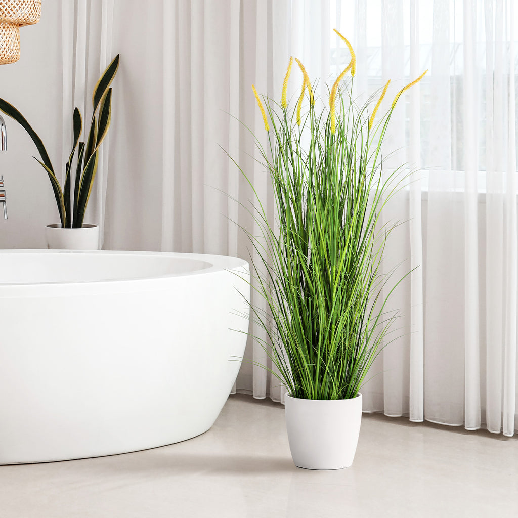 Set of 2 Faux 35-Inch Potted Reed Grass, Artificial Cattail Decorative Plants for Indoor or Outdoor Spaces, Ideal for Home Office Greenery and Special Occasions