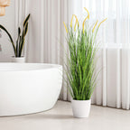 Set of 2 Faux 35-Inch Potted Reed Grass, Artificial Cattail Decorative Plants for Indoor or Outdoor Spaces, Ideal for Home Office Greenery and Special Occasions