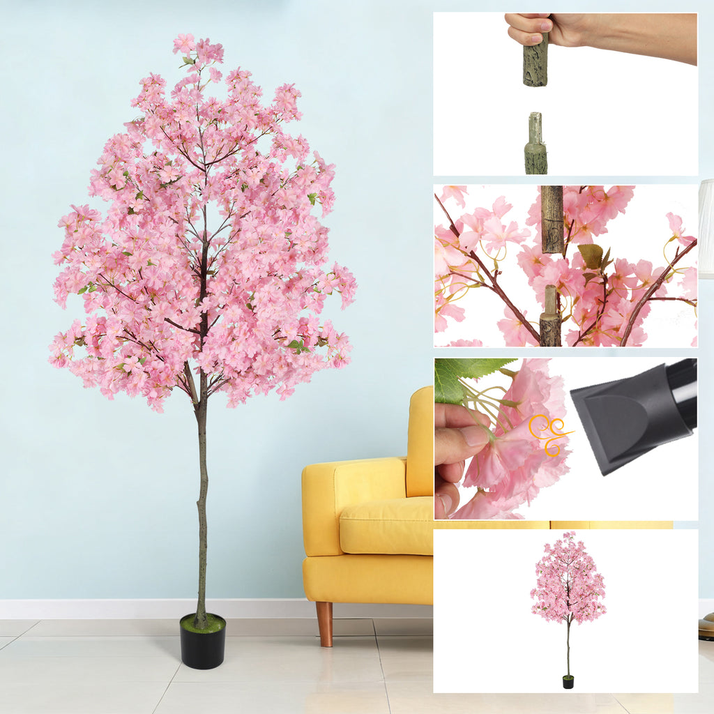 Sakura Dream 6ft Artificial Cherry Blossom Tree | Lifelike Faux Silk Plant in Nursery Pot