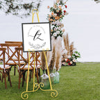 46inches H Vintage Metal Scroll Display Easel - Adjustable Floor Standing Art & Sign Holder