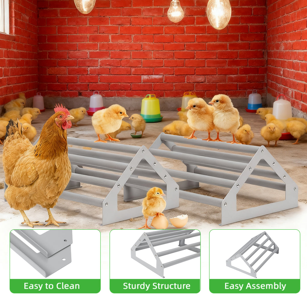 Set of 2 Poultry Roosting Bars for Brooder and Coop, Large Chicken Jungle Gym and Perch Stand for Baby Chicks, Easy to Clean Training Toys for Indoor and Outdoor Use