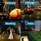 2 Pack Solar Firework Lights - 120 LED Outdoor Garden Decorative Pathway Lights w/ 8 Modes, Warm White