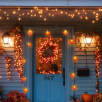 13.1ft 10 LED Pumpkin String Lights - Halloween Jack-O-Lantern Fairy Lights, Battery Operated for Indoor/Outdoor Decor