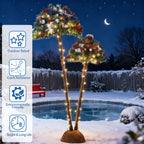 Artificial Christmas Palm Tree - Double-Trunk Lighted Tropical Xmas Trees