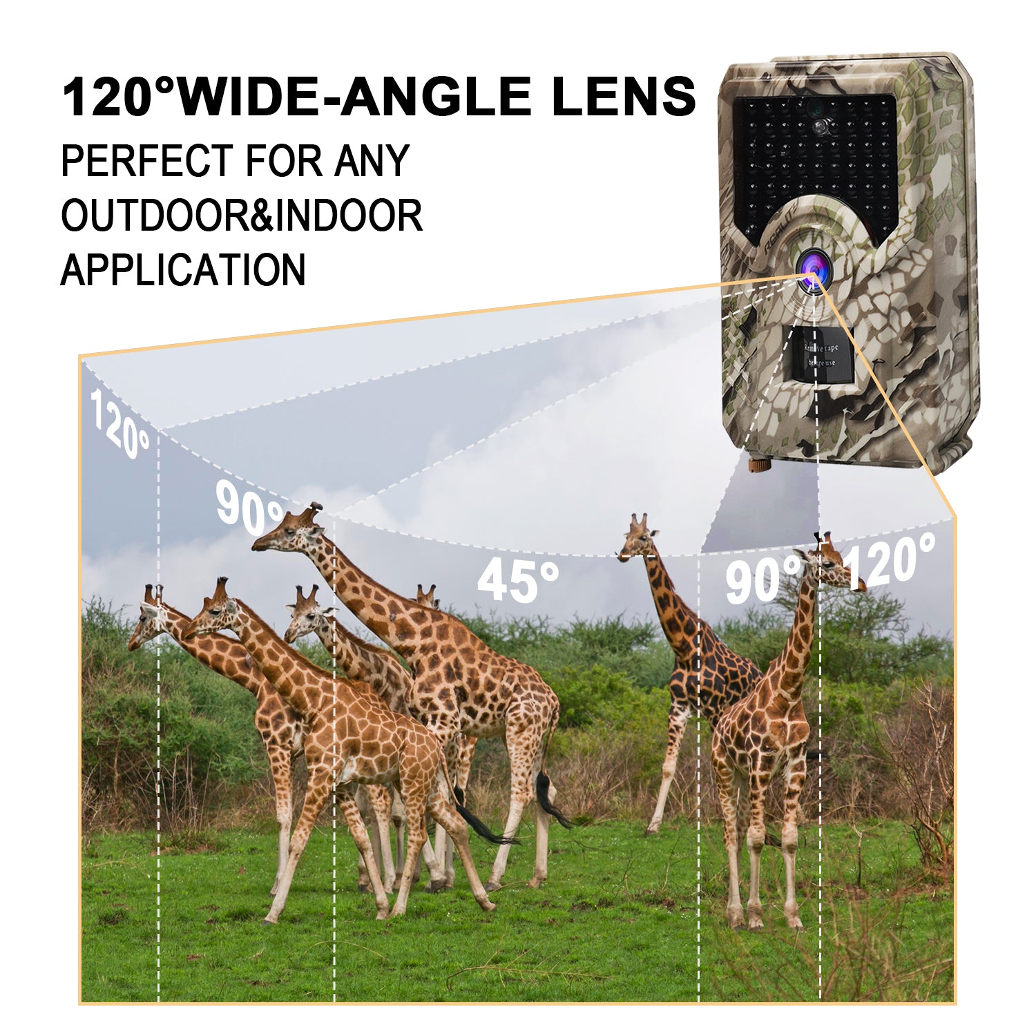 1080P HD Trail Game Camera - 12MP Motion Activated Hunting Camera with 120Â¡Ã£ Wide Angle & Night Vision - IP45 Waterproof for Wildlife