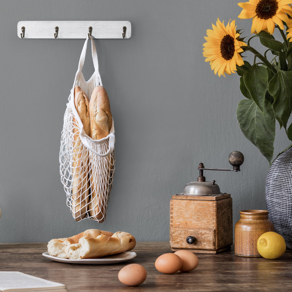 4 Pcs Coat Rack Wall Mounted Rack Entryway Hanging Coat Rack Cups Rack Offwhite