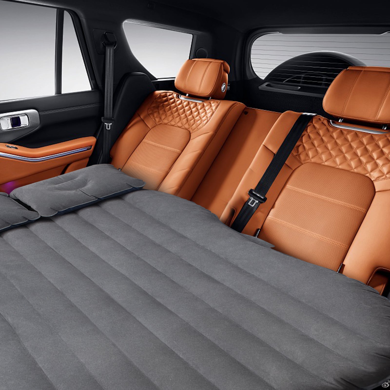 Inflatable Car Air Mattress - Portable Camping Bed for Back Seat - Universal SUV Travel Bed with 2 Pillows & Foot Pier Support