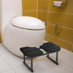 Wooden Toilet Stool for Adults, Foldable Squatting Potty Stool for Bathroom, Poop Step Stool with Non-Slip Strip, Helps Natural Poop Position & Toilet Assistance, Natural Color, Black