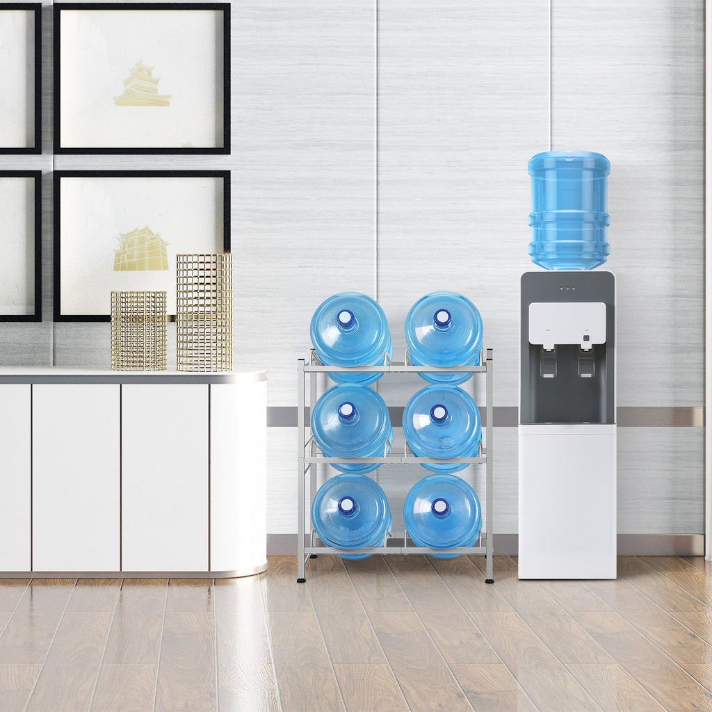 3-Tier Heavy Duty Steel Water Jug Storage Rack (Holds Six 5-Gallon Bottles)