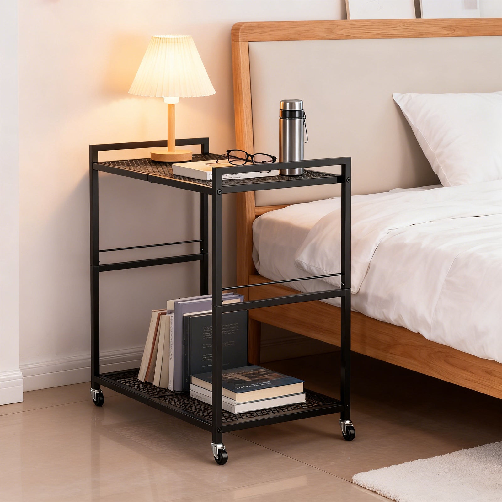 Command Center PC Tower Stand | 2-Tier Under-Desk Rolling Cart & Mobile Printer Station