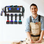 Garage Workshop Wall Tool Organizer, Rustproof Metal Drill Storage Rack, Multi-Purpose Hand & Power Tool Hanging Shelf