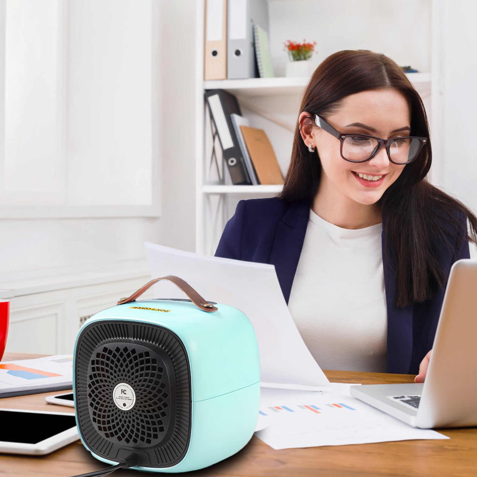 Portable Mini Electric Desk Heater - 1500W Fast Heating PTC Ceramic Space Heater with Overheat & Tip-Over Protection for Office & Home, Mint Green