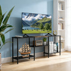 50" Minimalist Entertainment Center | Modern Black TV Stand with Integrated Storage