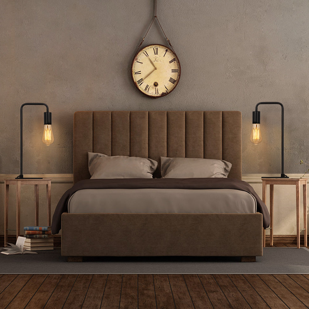Minimalist Black Industrial Edison Lamp Set (Set of 2) — Modern Metal Table Lamps for Nightstand.