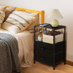2-Pack Nightstands with USB Ports & Outlets -Black End Tables with Storage Drawers for Bedroom & Dorm