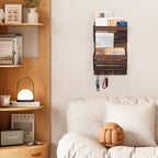 Rustic Farmhouse Wall-Mounted Mail & Key Station â€“ Dual-Tier Solid Wood Entryway Organizer