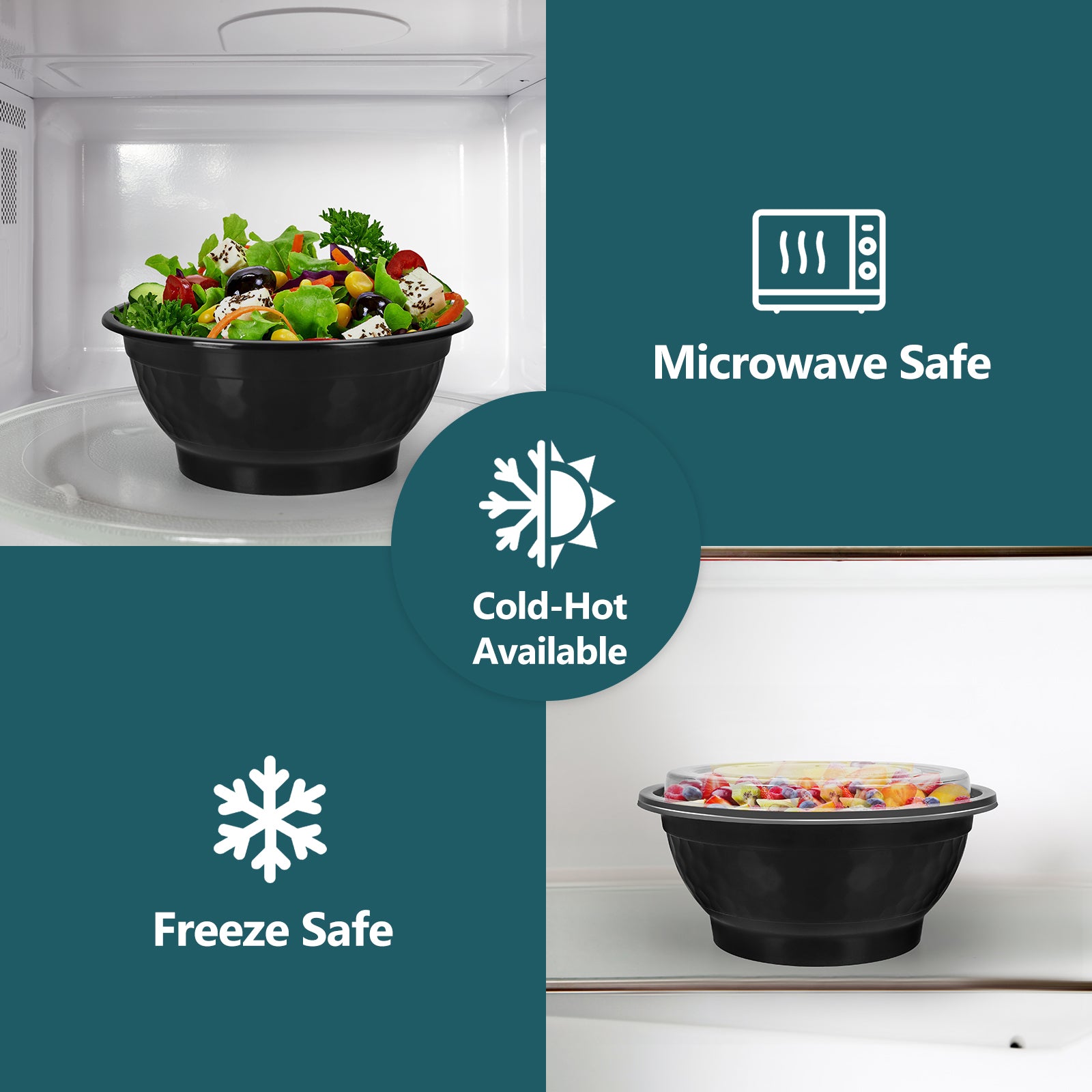50 Sets 24oz Meal Prep Container - Reusable Plastic Food Storage Containers with Lids, Fits Microwave, Freezer and Dishwasher Safe
