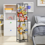 2-Tier Stuffed Animal Zoo Storage Cage - Tall Metal Plush Toy Organizer & Nursery Display, Black,
