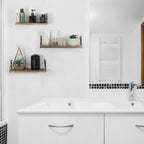3-Piece Floating Wood Wall Shelves with Industrial Metal Supports, Versatile Brown Hanging Storage Racks for Bed, Bath, and Kitchen Organization