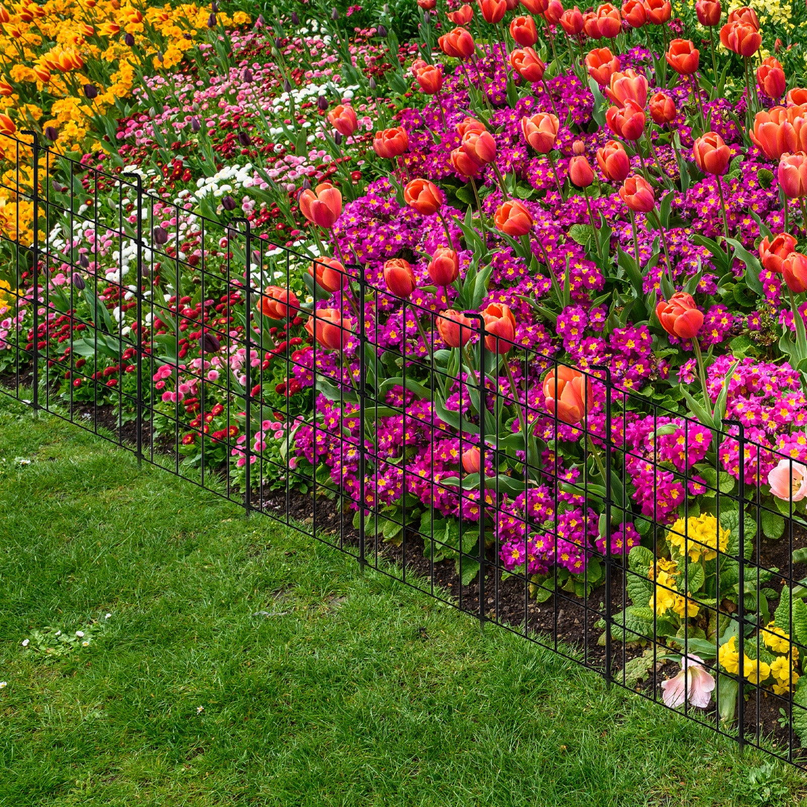 10pcs, 19pcs, Lattice Type Ultra-high Fence, Decorative Garden Fence, Dog Rabbit Border Black Metal Plate Ground Pile Fence, for Outdoor, Courtyard, Garden