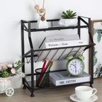 3-Tier Black Metal Spice Rack - Countertop Kitchen Organizer, Standing Jars & Bottle Storage Holder