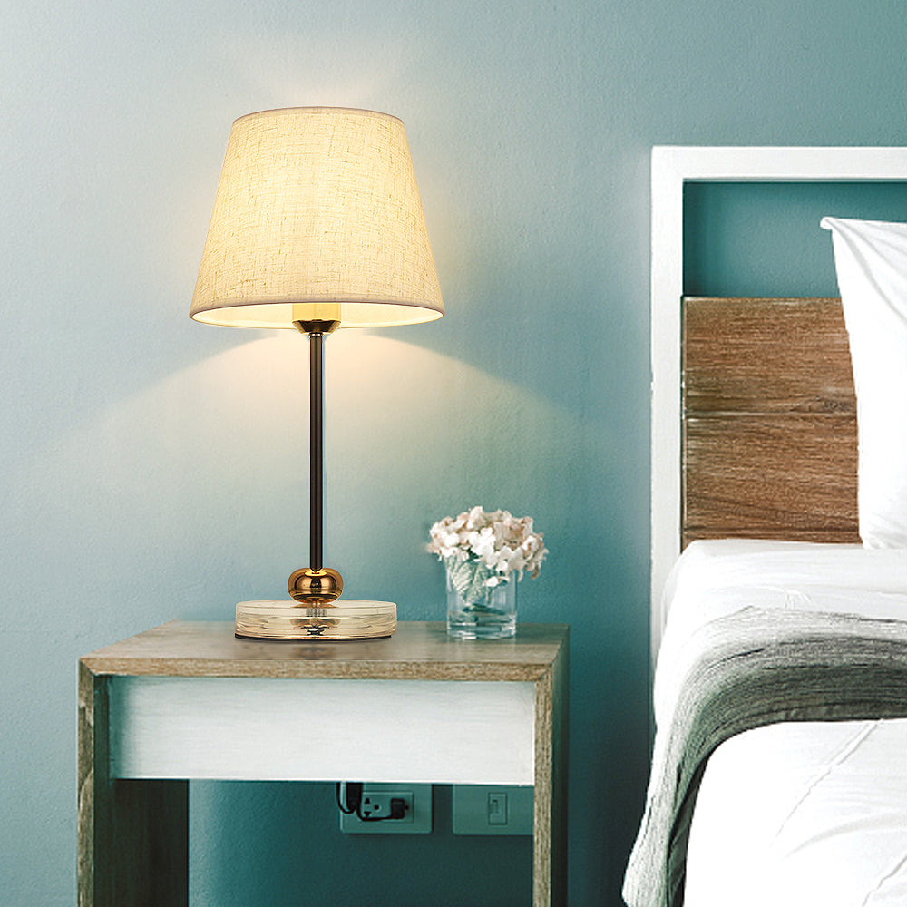 Modern Nightstand Lamp Set with Unique Metal Base， Decorative Bedside Lamps with Gold Ball Accent.