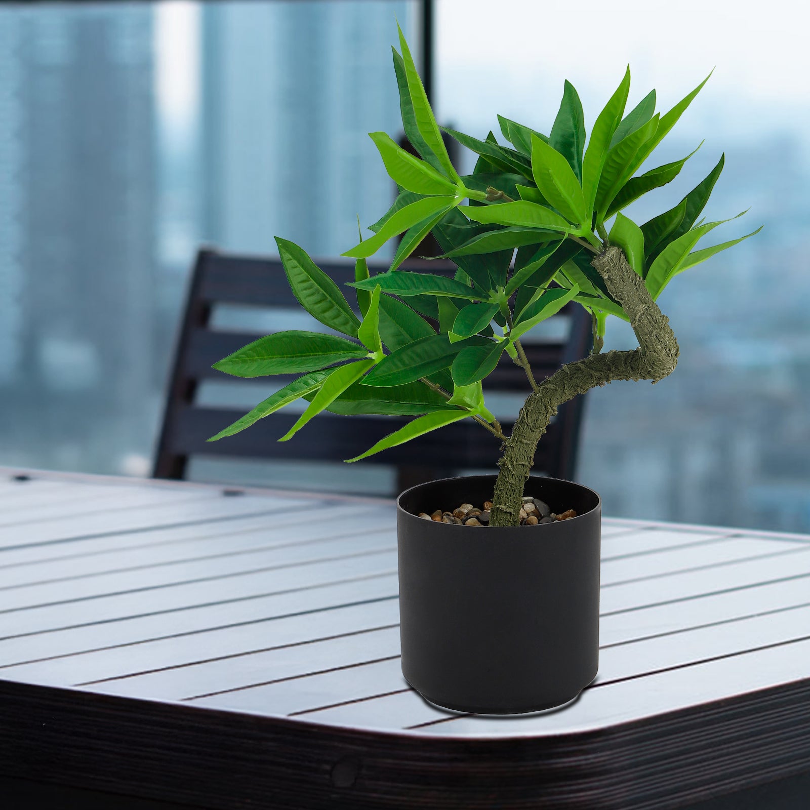 Realistic Artificial Wealth Tree Potted Plant, Faux Money Tree Greenery for Modern Office & Housewarming Gift