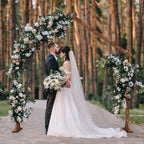 9FT Roof Style Wooden Wedding Arch, Rustic Brown Solid Wood Ceremony Arch Backdrop Stand, Heavy Duty Freestanding Arbor Frame for Wedding, Bridal Shower, Birthday, Anniversary, Indoor & Outdoor Decor