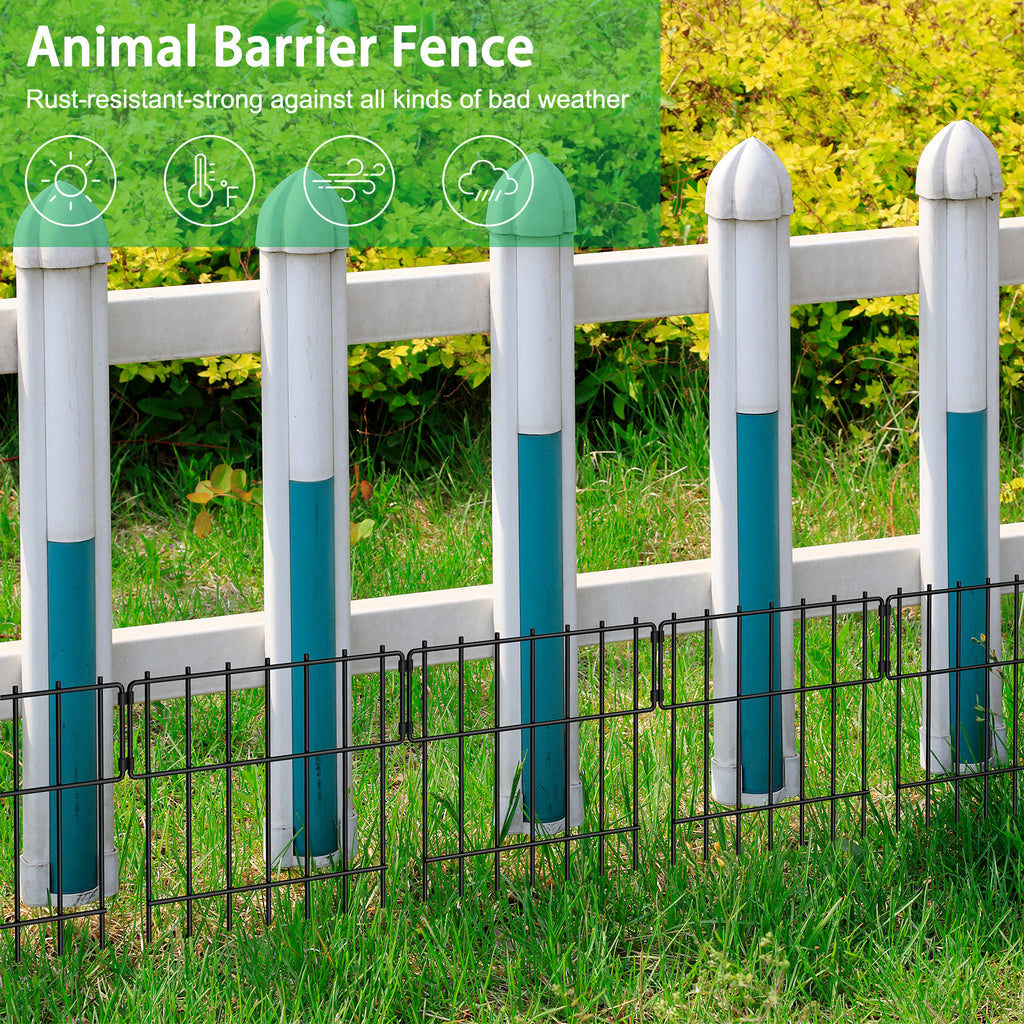 10-Pack Garden Fence Animal Barrier, Rustproof Metal Short Panels No-Dig Fencing for Yard & Flower Beds,