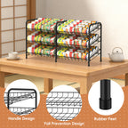 Stackable Can Rack Organizer - Holds Up to 72 Cans - 2-in-1 Gravity-Fed Can Storage for Kitchen Pantry & Cabinet, Black
