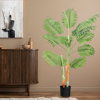 Tall Artificial Palm Tree with 2 Main Trunks - Potted Faux Tropical Plant for Home Office & Living Room