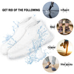 Portable Non-Slip White Silicone Footwear Shields, Washable and Collapsible Reusable Protectors in Medium and Large Sizes