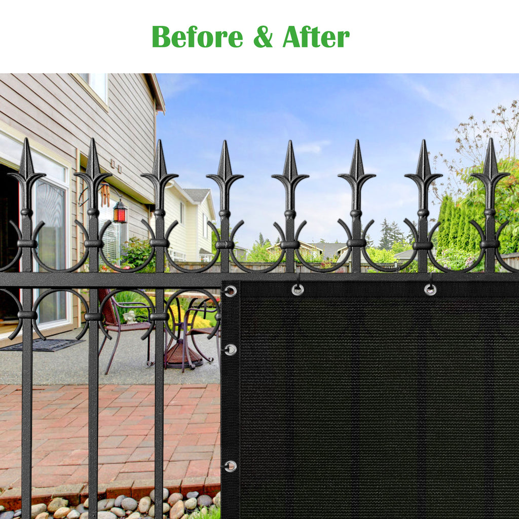 6' x 50' Black Fence Privacy Screen, Heavy-Duty Mesh Windscreen for Backyard & Deck (Zip Ties Included)
