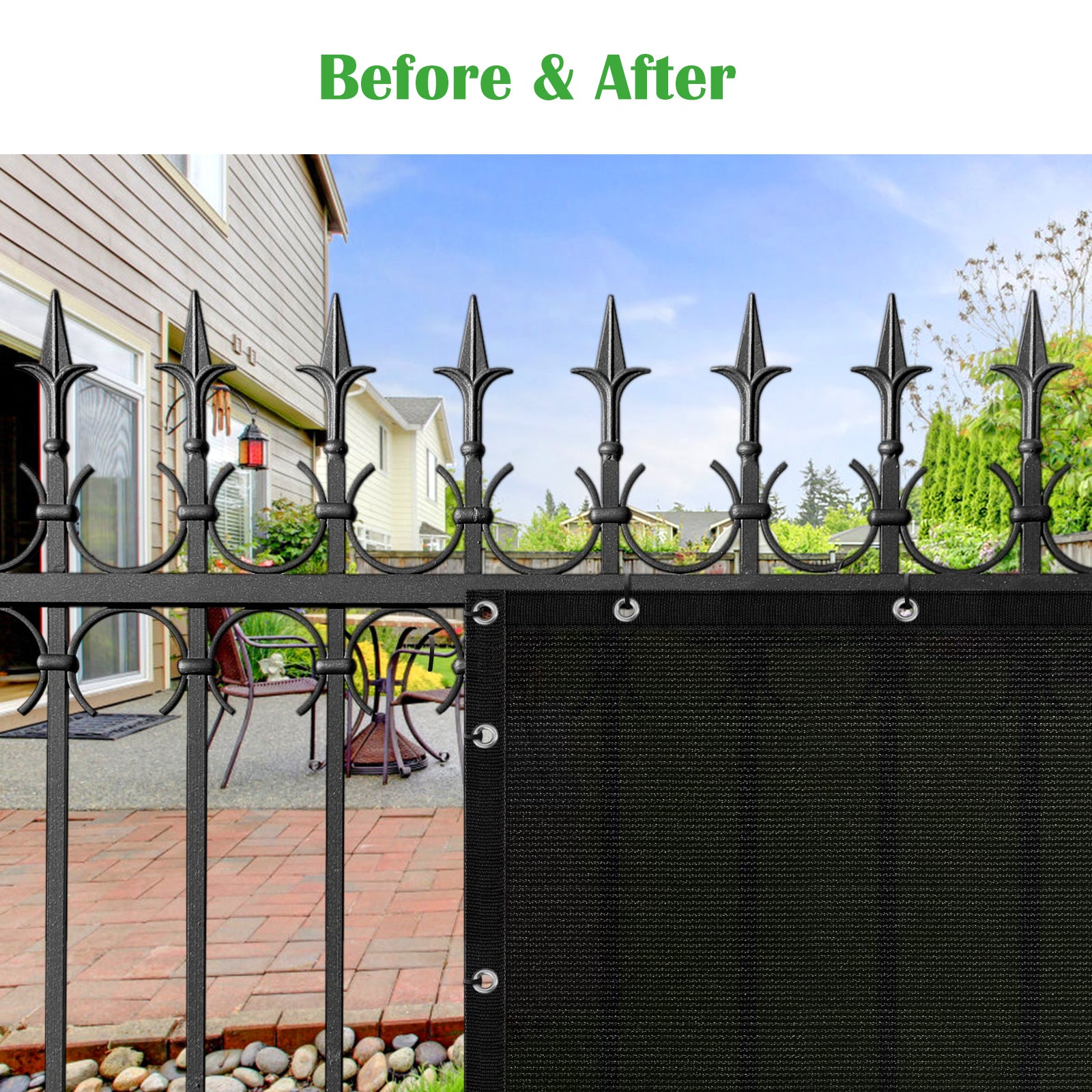 6' x 50' Black Fence Privacy Screen, Heavy-Duty Mesh Windscreen for Backyard & Deck (Zip Ties Included)