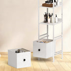 56" Tall Slim Bathroom Storage Cabinet - Narrow Floor Organizer with 2 Drawers & Open Shelves, White,