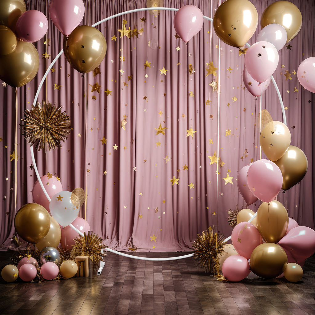 8.2ft x 8.2ft White Round Backdrop Stand, Circle Balloon Arch Frame Circle Backdrop Stand White Round Arch for Wedding Birthday Party Bridal Shower Anniversary Event Ceremony Decoration