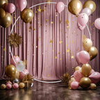 8.2ft x 8.2ft White Round Backdrop Stand, Circle Balloon Arch Frame Circle Backdrop Stand White Round Arch for Wedding Birthday Party Bridal Shower Anniversary Event Ceremony Decoration