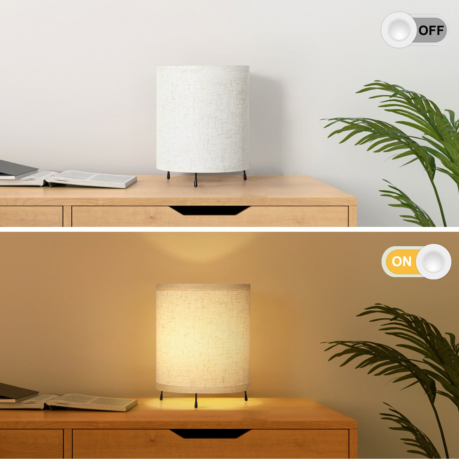 Modern Simple Desk Lamp with Linen Fabric Shade， Multifunction Eye Protection Table Light.